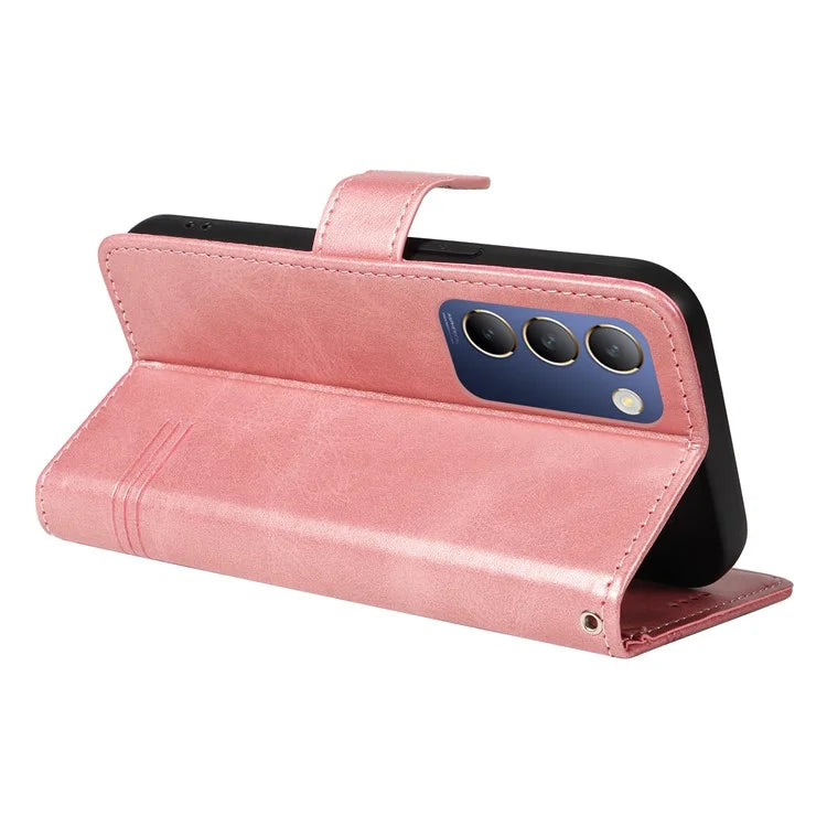 For vivo V40 SE 5G / Y100 5G (Indonesia) / Y200e 5G / V30 Lite 5G (India) Case T-Shaped Lines PU Leather Wallet Phone Cover