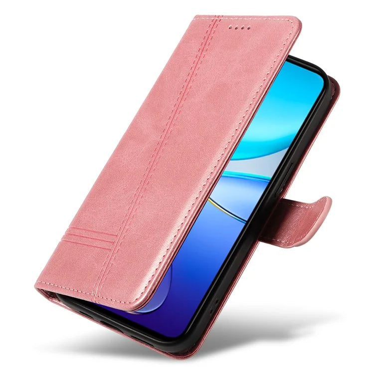 For vivo V40 SE 5G / Y100 5G (Indonesia) / Y200e 5G / V30 Lite 5G (India) Case T-Shaped Lines PU Leather Wallet Phone Cover