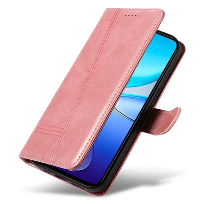 For vivo V40 SE 5G / Y100 5G (Indonesia) / Y200e 5G / V30 Lite 5G (India) Case T-Shaped Lines PU Leather Wallet Phone Cover