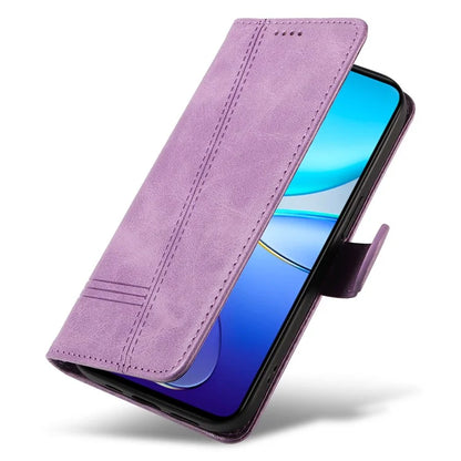For vivo V40 SE 5G / Y100 5G (Indonesia) / Y200e 5G / V30 Lite 5G (India) Case T-Shaped Lines PU Leather Wallet Phone Cover
