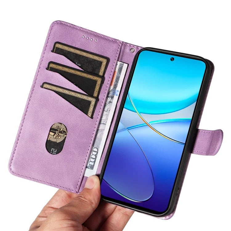 For vivo V40 SE 5G / Y100 5G (Indonesia) / Y200e 5G / V30 Lite 5G (India) Case T-Shaped Lines PU Leather Wallet Phone Cover