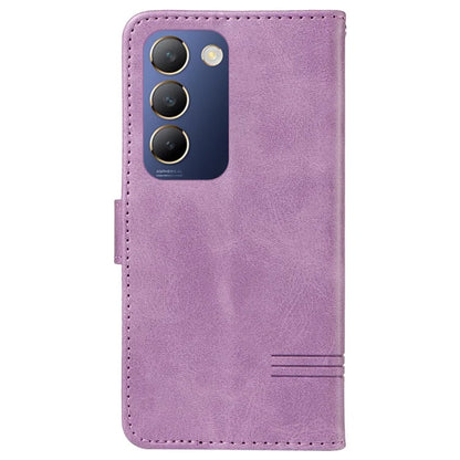 For vivo V40 SE 5G / Y100 5G (Indonesia) / Y200e 5G / V30 Lite 5G (India) Case T-Shaped Lines PU Leather Wallet Phone Cover