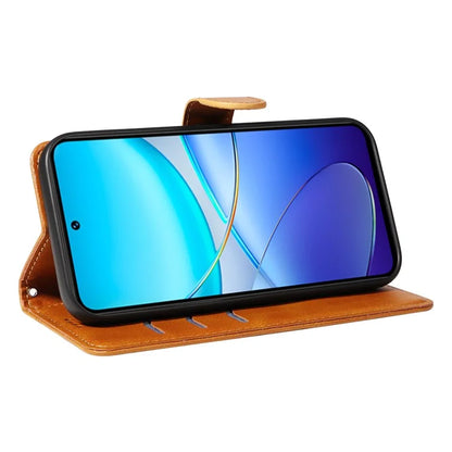 For vivo V40 SE 5G / Y100 5G (Indonesia) / Y200e 5G / V30 Lite 5G (India) Case T-Shaped Lines PU Leather Wallet Phone Cover