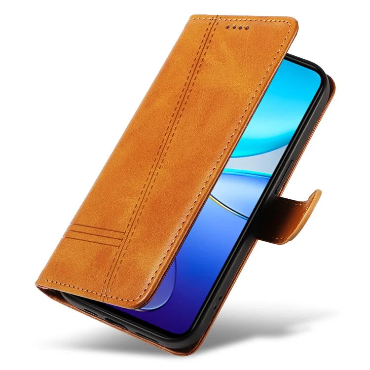 For vivo V40 SE 5G / Y100 5G (Indonesia) / Y200e 5G / V30 Lite 5G (India) Case T-Shaped Lines PU Leather Wallet Phone Cover