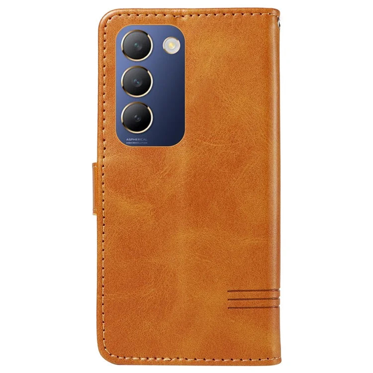 For vivo V40 SE 5G / Y100 5G (Indonesia) / Y200e 5G / V30 Lite 5G (India) Case T-Shaped Lines PU Leather Wallet Phone Cover