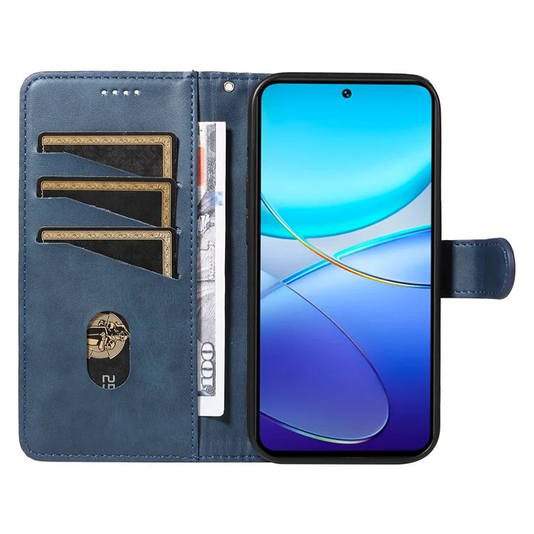 For vivo V40 SE 5G / Y100 5G (Indonesia) / Y200e 5G / V30 Lite 5G (India) Case T-Shaped Lines PU Leather Wallet Phone Cover