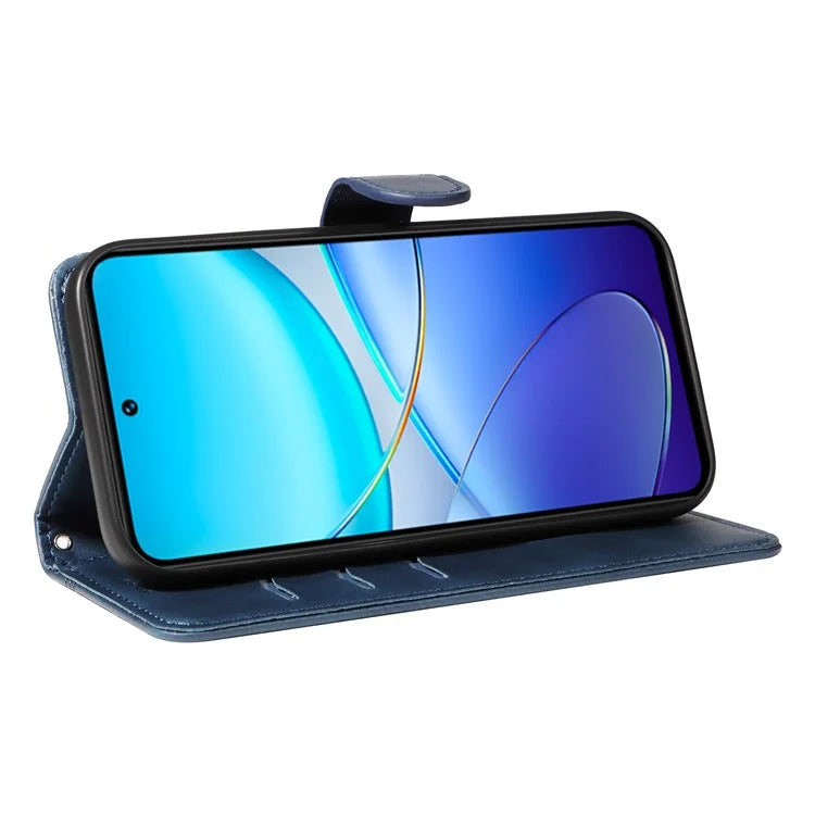 For vivo V40 SE 5G / Y100 5G (Indonesia) / Y200e 5G / V30 Lite 5G (India) Case T-Shaped Lines PU Leather Wallet Phone Cover