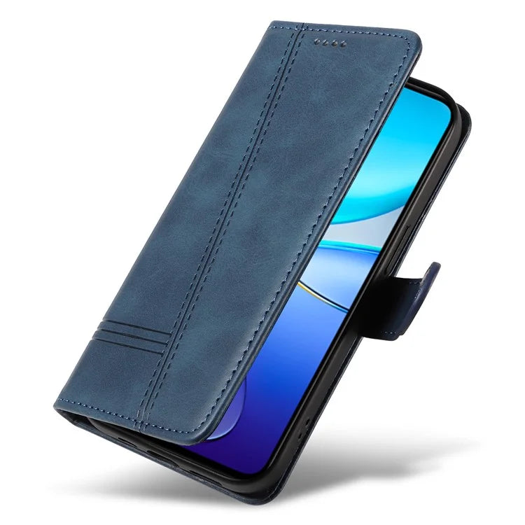 For vivo V40 SE 5G / Y100 5G (Indonesia) / Y200e 5G / V30 Lite 5G (India) Case T-Shaped Lines PU Leather Wallet Phone Cover