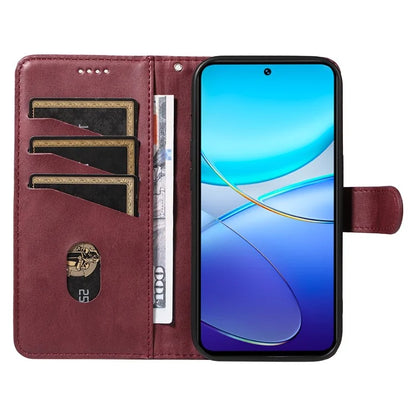 For vivo V40 SE 5G / Y100 5G (Indonesia) / Y200e 5G / V30 Lite 5G (India) Case T-Shaped Lines PU Leather Wallet Phone Cover