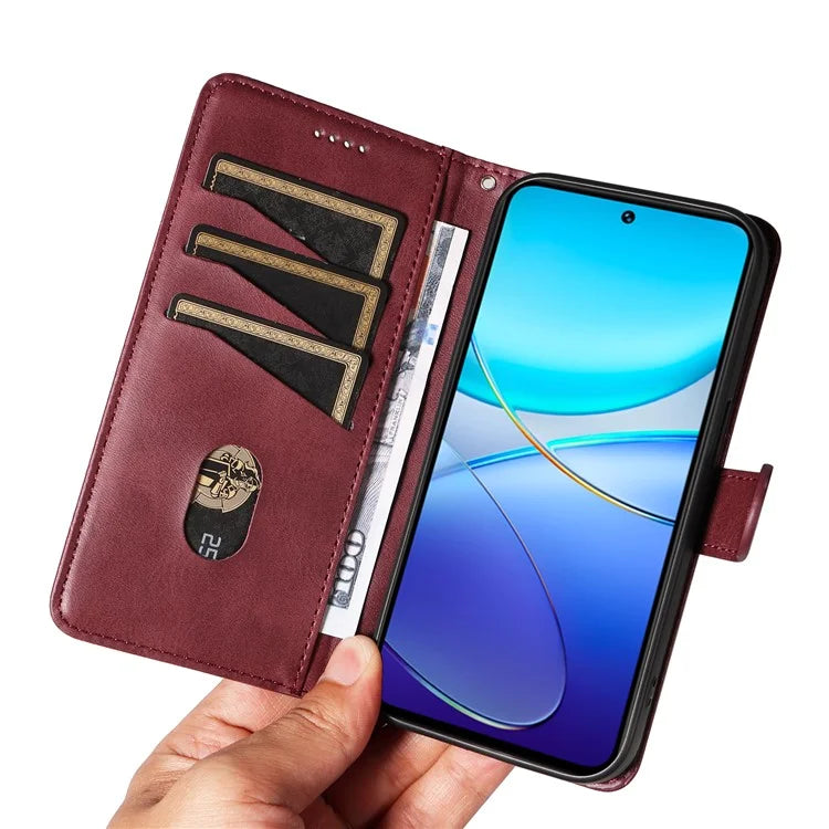 For vivo V40 SE 5G / Y100 5G (Indonesia) / Y200e 5G / V30 Lite 5G (India) Case T-Shaped Lines PU Leather Wallet Phone Cover