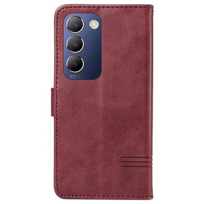 For vivo V40 SE 5G / Y100 5G (Indonesia) / Y200e 5G / V30 Lite 5G (India) Case T-Shaped Lines PU Leather Wallet Phone Cover