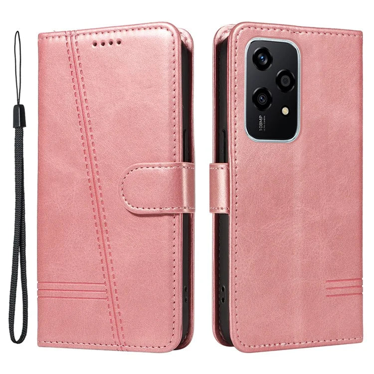 For Honor 200 Lite Case T-Shaped Lines PU Leather Wallet Stand Phone Cover