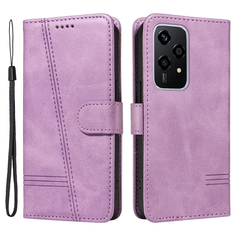 For Honor 200 Lite Case T-Shaped Lines PU Leather Wallet Stand Phone Cover