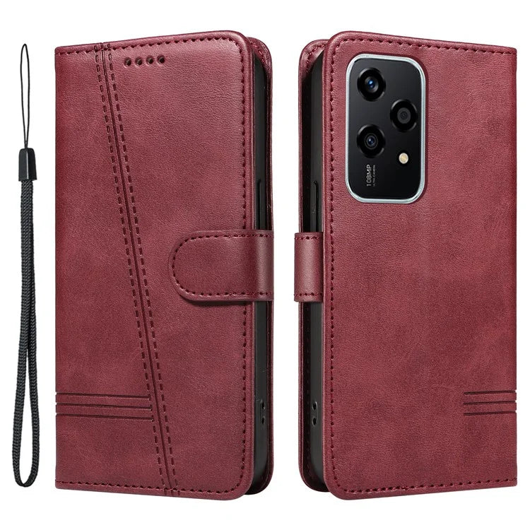 For Honor 200 Lite Case T-Shaped Lines PU Leather Wallet Stand Phone Cover