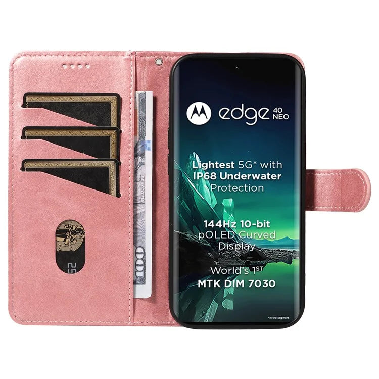 For Motorola Edge 40 Neo 5G Case Lins Imprint Wallet Phone Leather Cover