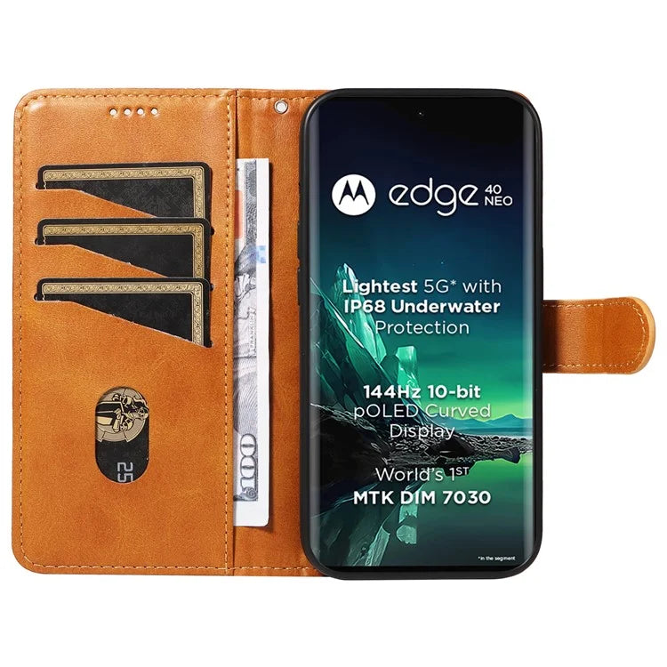 For Motorola Edge 40 Neo 5G Case Lins Imprint Wallet Phone Leather Cover