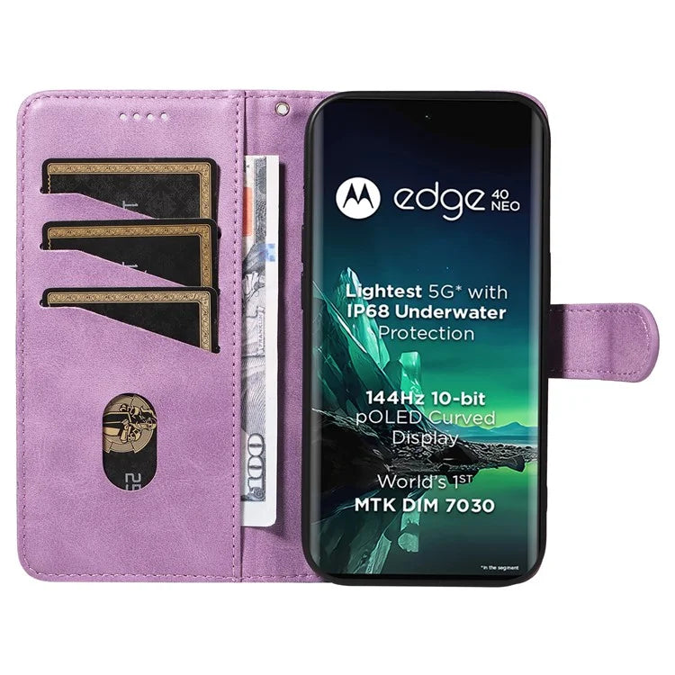 For Motorola Edge 40 Neo 5G Case Lins Imprint Wallet Phone Leather Cover
