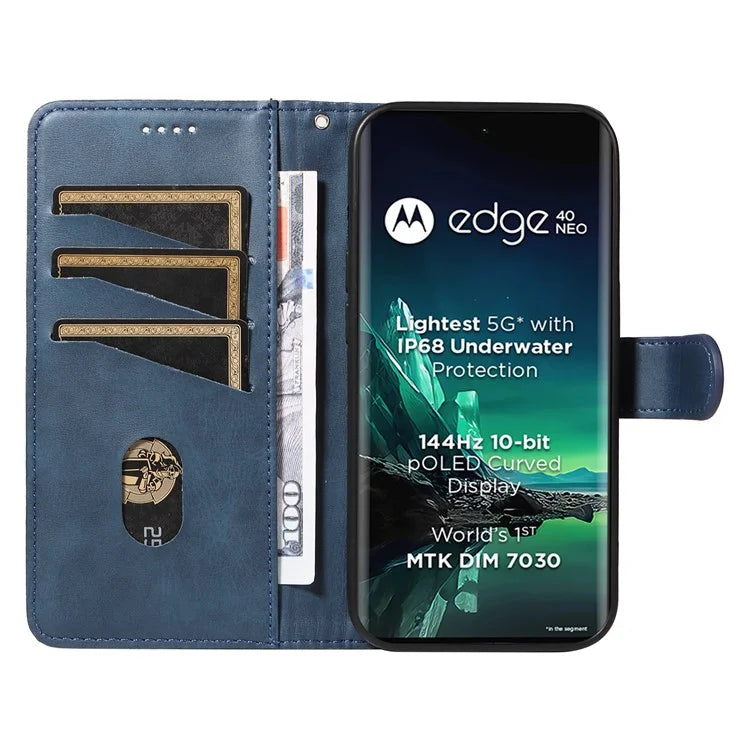 For Motorola Edge 40 Neo 5G Case Lins Imprint Wallet Phone Leather Cover