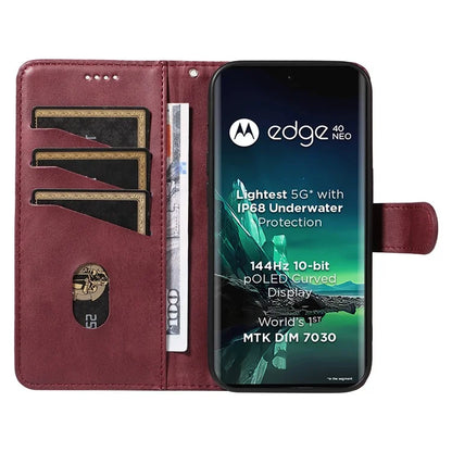 For Motorola Edge 40 Neo 5G Case Lins Imprint Wallet Phone Leather Cover