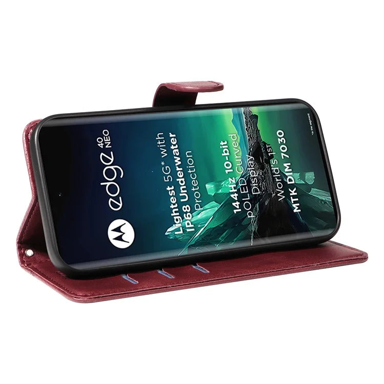 For Motorola Edge 40 Neo 5G Case Lins Imprint Wallet Phone Leather Cover