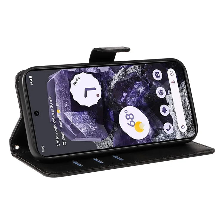 For Google Pixel 8 Case Leather Phone Cover with Wallet and Horizontal Viewing Stand