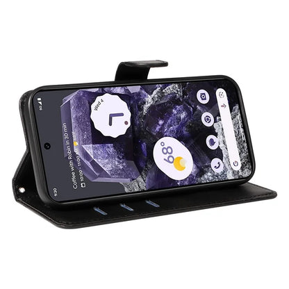 For Google Pixel 8 Case Leather Phone Cover with Wallet and Horizontal Viewing Stand