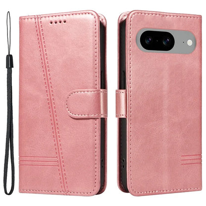 For Google Pixel 8 Case Leather Phone Cover with Wallet and Horizontal Viewing Stand