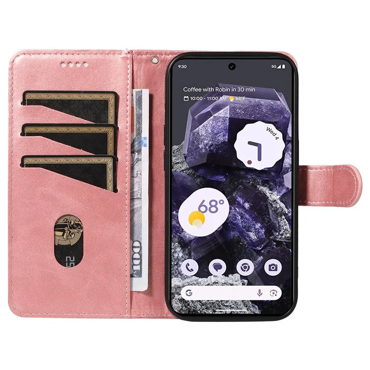 For Google Pixel 8 Case Leather Phone Cover with Wallet and Horizontal Viewing Stand