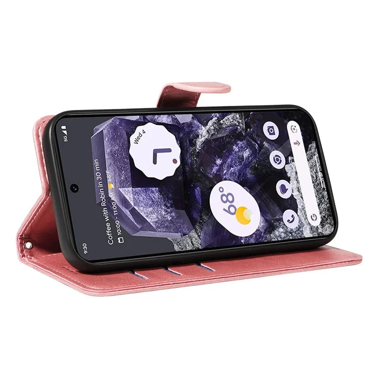 For Google Pixel 8 Case Leather Phone Cover with Wallet and Horizontal Viewing Stand