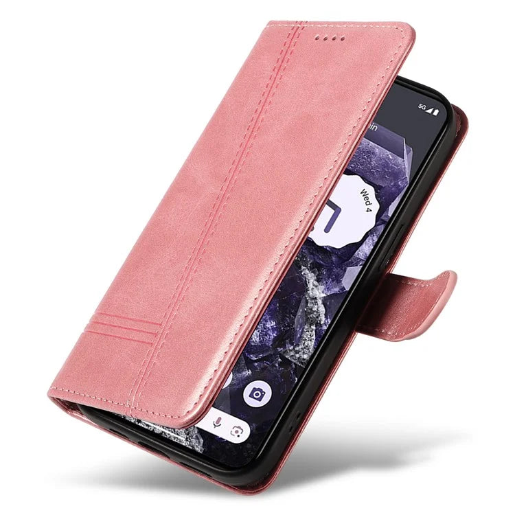 For Google Pixel 8 Case Leather Phone Cover with Wallet and Horizontal Viewing Stand