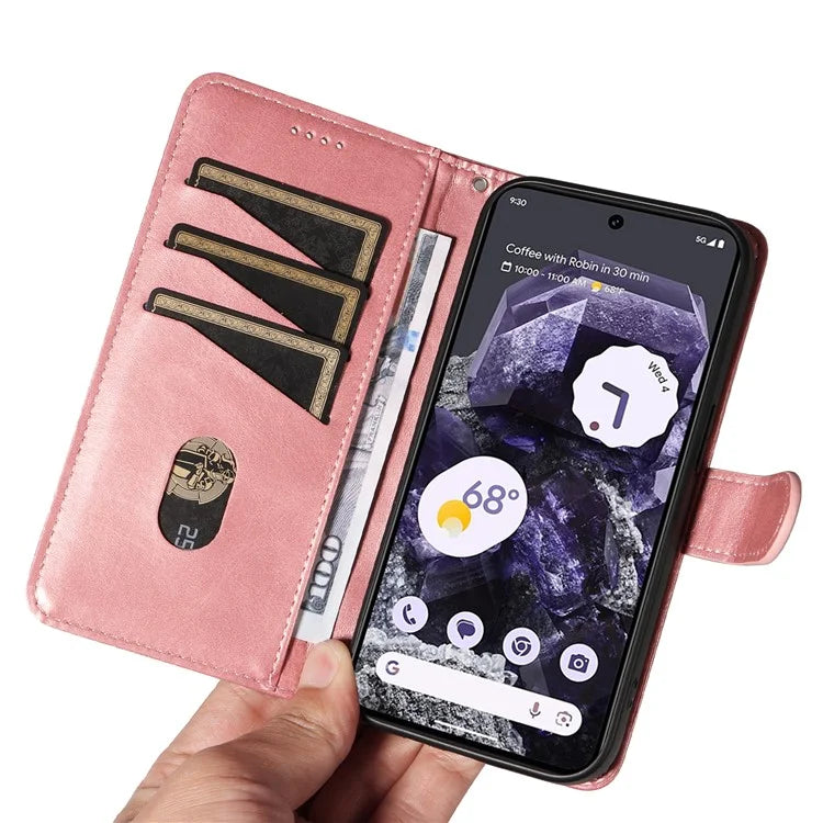 For Google Pixel 8 Case Leather Phone Cover with Wallet and Horizontal Viewing Stand