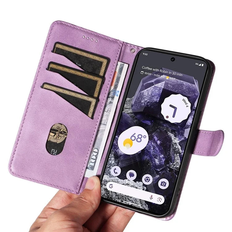 For Google Pixel 8 Case Leather Phone Cover with Wallet and Horizontal Viewing Stand