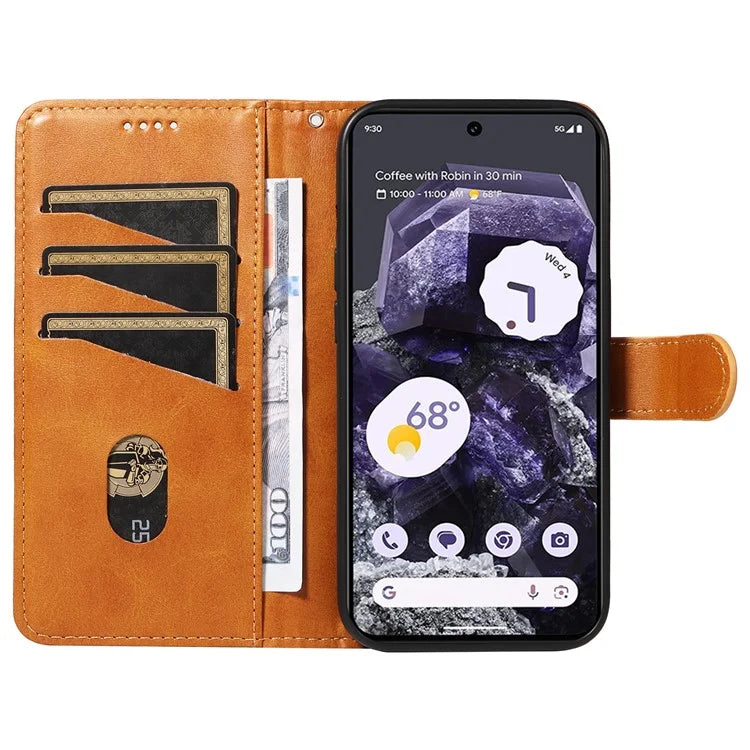 For Google Pixel 8 Case Leather Phone Cover with Wallet and Horizontal Viewing Stand