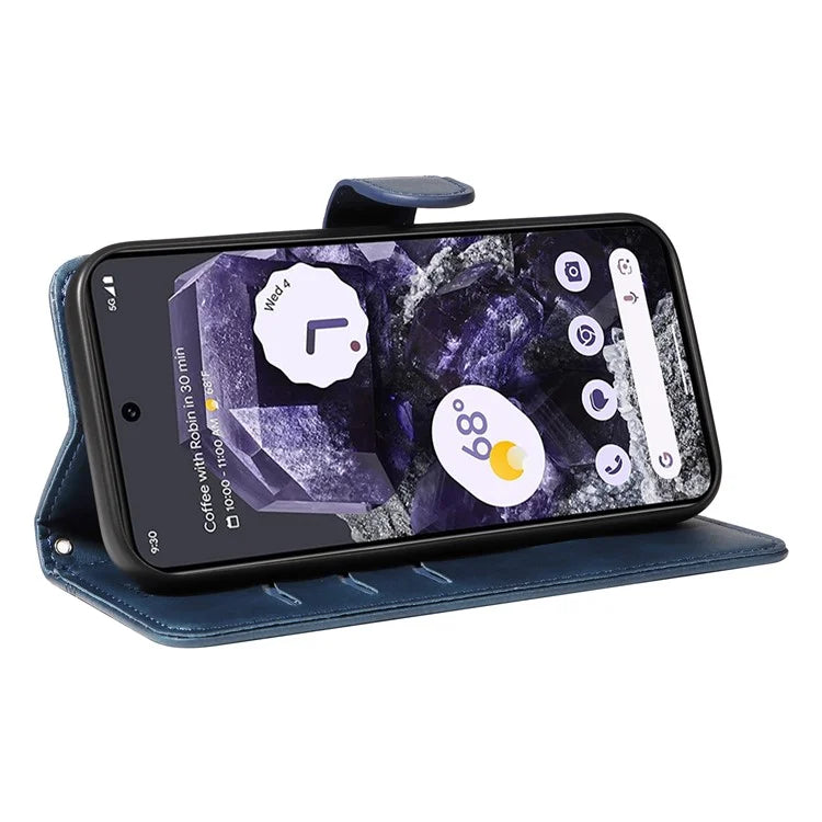 For Google Pixel 8 Case Leather Phone Cover with Wallet and Horizontal Viewing Stand