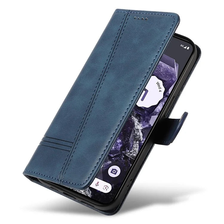 For Google Pixel 8 Case Leather Phone Cover with Wallet and Horizontal Viewing Stand