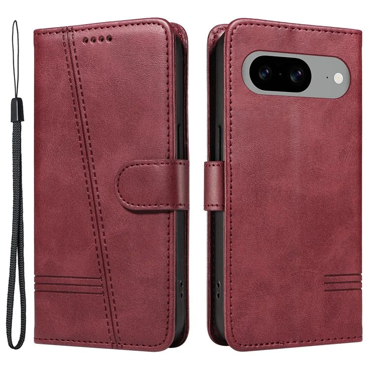 For Google Pixel 8 Case Leather Phone Cover with Wallet and Horizontal Viewing Stand