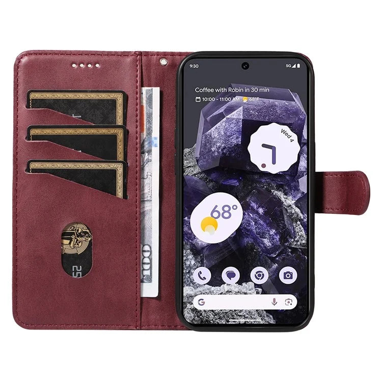 For Google Pixel 8 Case Leather Phone Cover with Wallet and Horizontal Viewing Stand