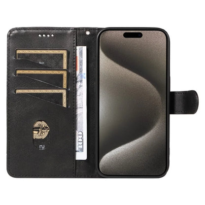 For iPhone 15 Pro Max Case T-Shape Lines Leather Phone Cover with Wallet Stand