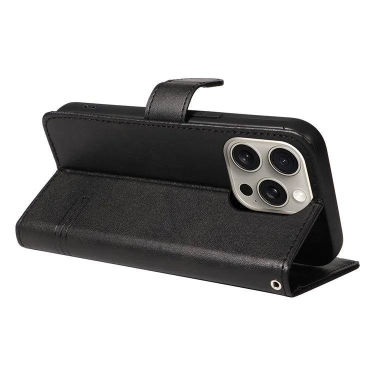 For iPhone 15 Pro Max Case T-Shape Lines Leather Phone Cover with Wallet Stand