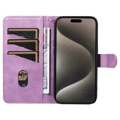 For iPhone 15 Pro Max Case T-Shape Lines Leather Phone Cover with Wallet Stand