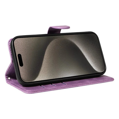 For iPhone 15 Pro Max Case T-Shape Lines Leather Phone Cover with Wallet Stand