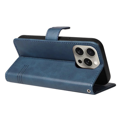 For iPhone 15 Pro Max Case T-Shape Lines Leather Phone Cover with Wallet Stand
