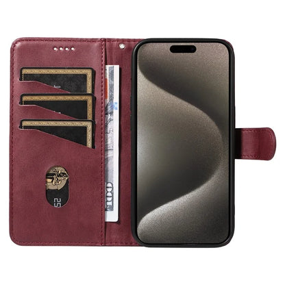 For iPhone 15 Pro Max Case T-Shape Lines Leather Phone Cover with Wallet Stand