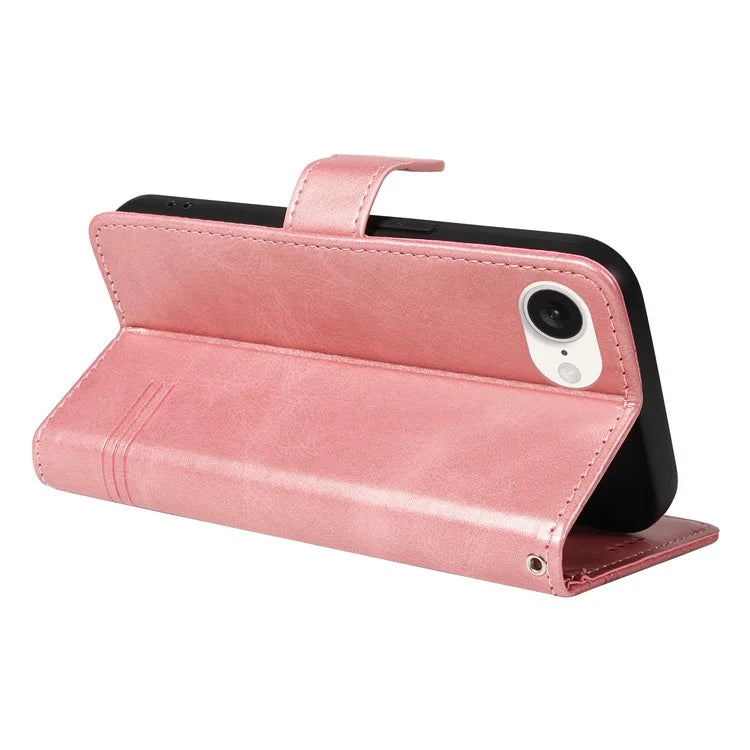 For iPhone SE (2024) Case Wallet Leather Flip Phone Cover with Hand Strap