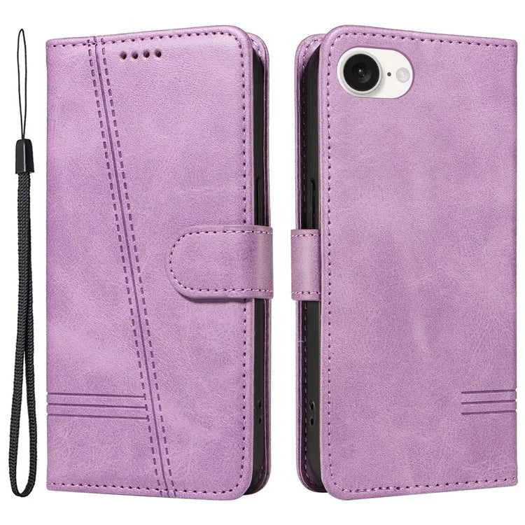 For iPhone SE (2024) Case Wallet Leather Flip Phone Cover with Hand Strap