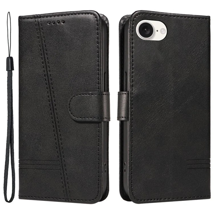 For iPhone SE (2024) Case Wallet Leather Flip Phone Cover with Hand Strap