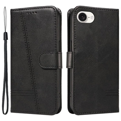 For iPhone SE (2024) Case Wallet Leather Flip Phone Cover with Hand Strap