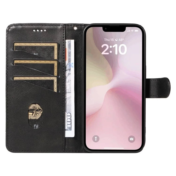 For iPhone SE (2024) Case Wallet Leather Flip Phone Cover with Hand Strap
