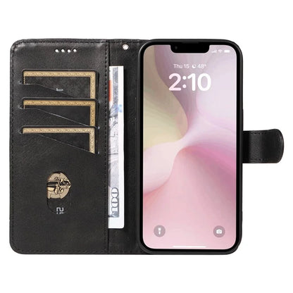 For iPhone SE (2024) Case Wallet Leather Flip Phone Cover with Hand Strap