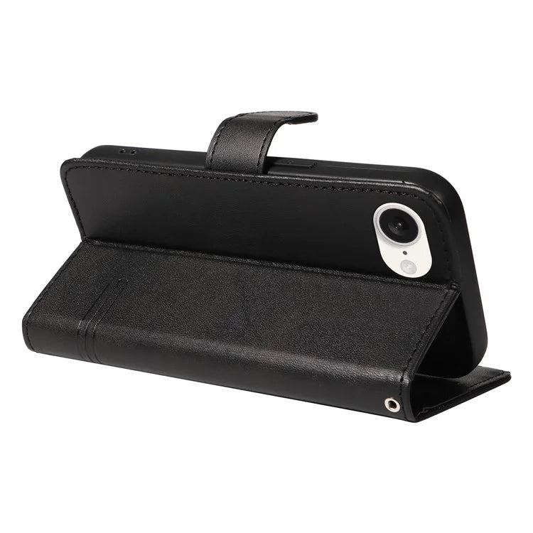 For iPhone SE (2024) Case Wallet Leather Flip Phone Cover with Hand Strap